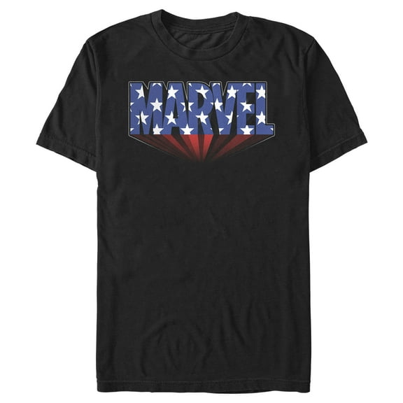 Men's Marvel Classic American Star Logo  Graphic Tee Black 1X Big Tall