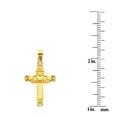 thumbnail image 3 of Precious Stars 14K Yellow Solid Gold Fancy Claddagh Cross Unisex Religious Pendant with 24" Chain Necklace, 3 of 7