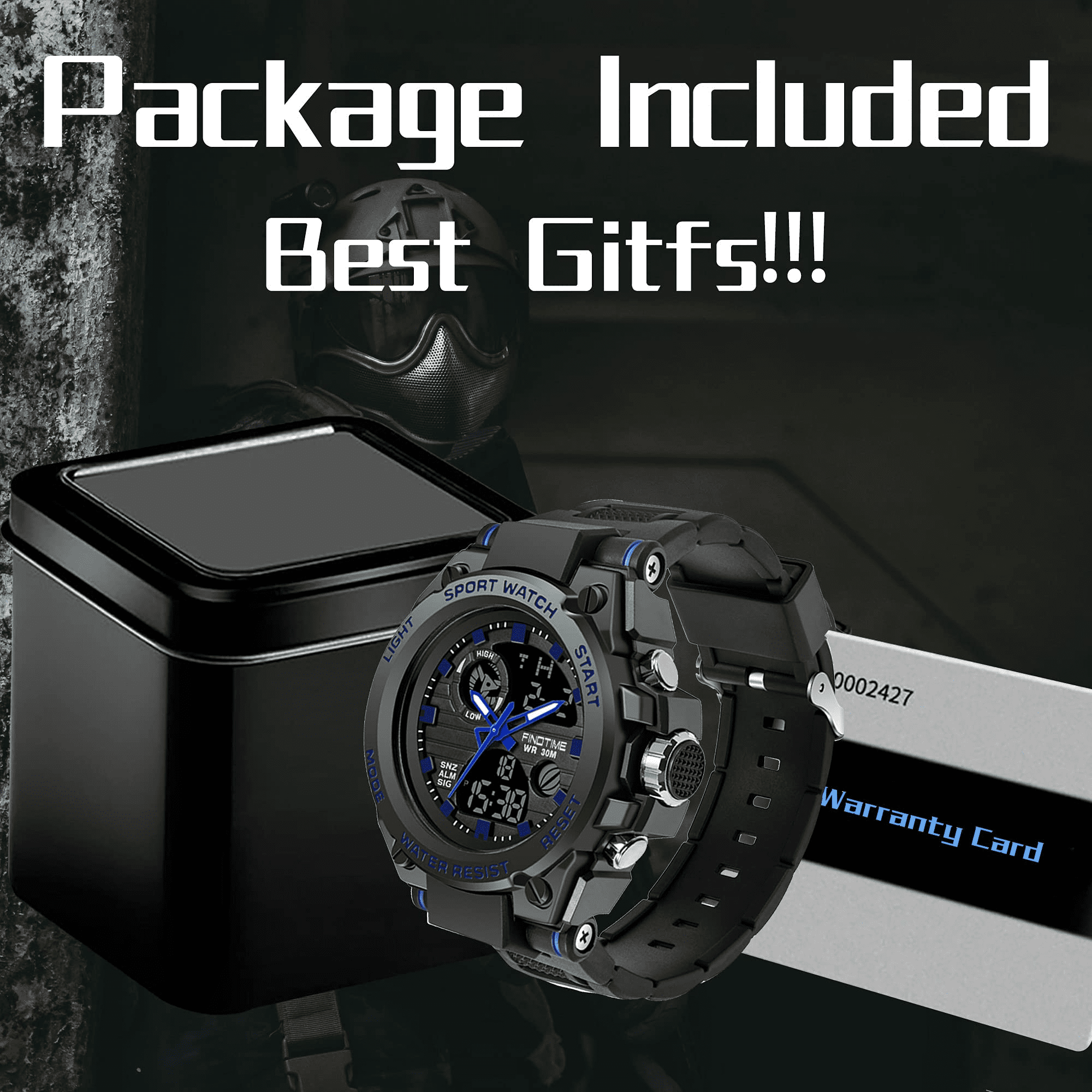 Findtime Men's Military Watch Outdoor Sports Electronic Watch Tactical Army Wristwatch LED Stopwatch Waterproof Digital Analog Watches
