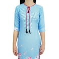 thumbnail image 3 of Bimba Women's Sky Blue Moss Georgette Kurti Summer Wear Printed Tunic Kurta-16, 3 of 5