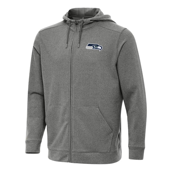 Men's Antigua Heather Black Seattle Seahawks Effortless Full-Zip Hoodie