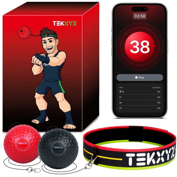 TekXYZ® Reflex Ball with Counter App & Online Community, Christmas Gifts for Boxers, Boxing Equipment for All Ages