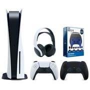 Sony Playstation 5 Disc Version Console with Extra White Controller, Black PULSE 3D Headset and Surge Pro Gamer Starter Pack 11-Piece Accessory Bundle