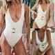 thumbnail image 2 of MKLEKYY Traje De Baño Mujer Women V-Neck Solid Volor Jumpsuit Push-Up Beach Bandage Bikini Swimwe, 2 of 6