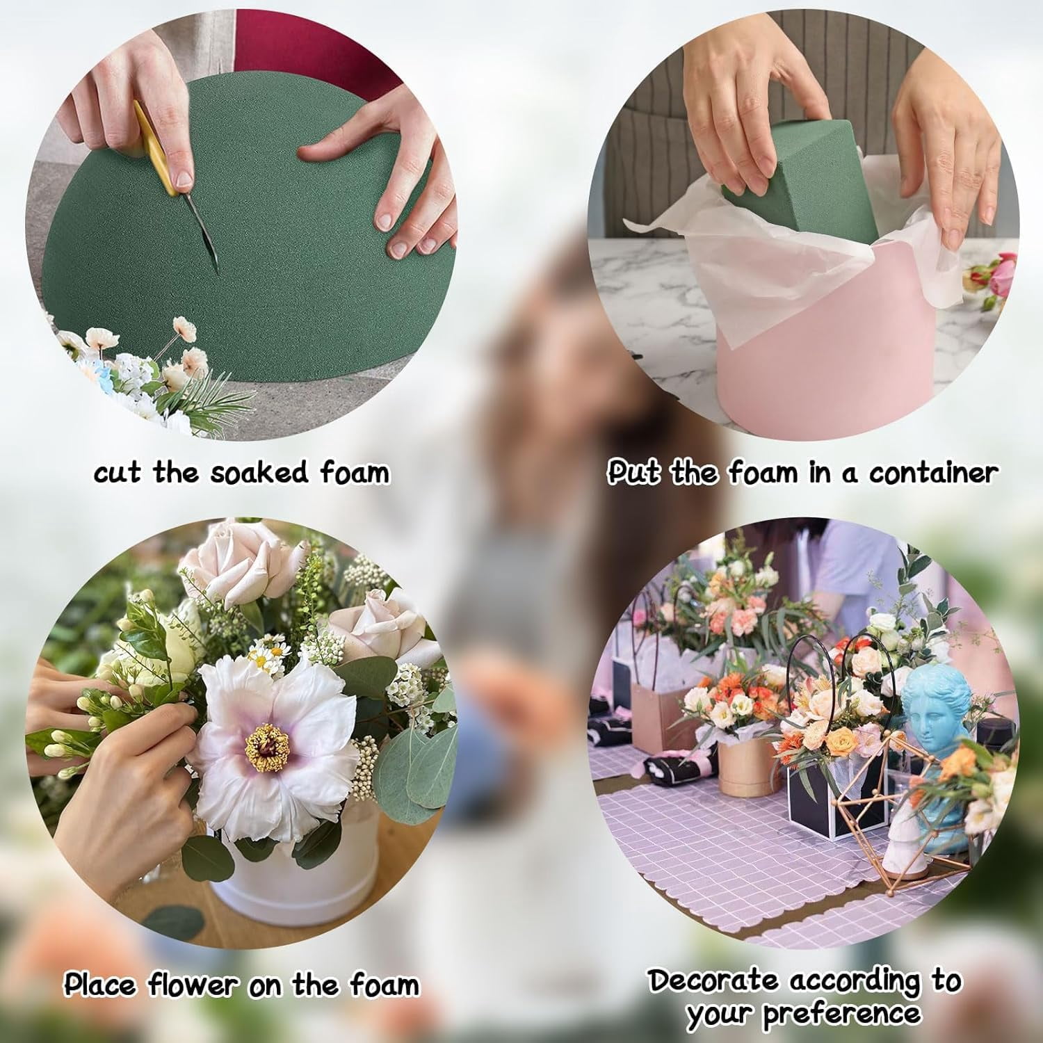 4 PCS Half Ball Floral Foam, Round Floral Dry Foam Blocks Green Flower Styrofoam for Fresh and Artificial Flower Arrangements (5.5 X 2.8 Inches)