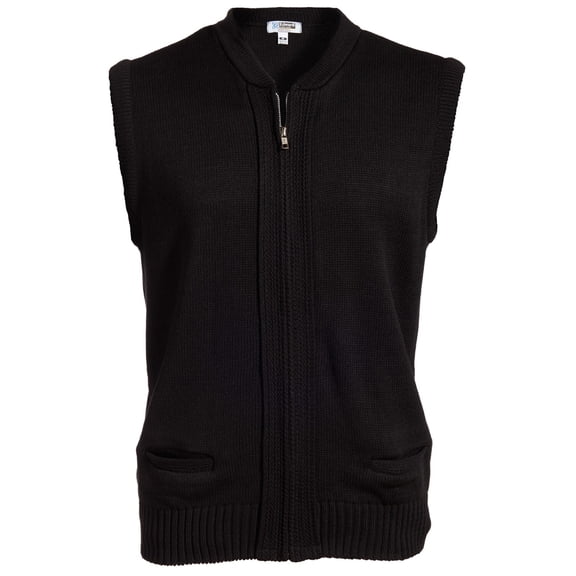 Ed Garments Men's Performance Crew Neck Cardigan Zip Vest, BLACK, X-Large