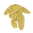 thumbnail image 2 of Toddler Sports Set Casual Loose Two Piece Set Sweatshirt Set Outfits Fall Winter Outfit 18-24 Months Boy Girl Yellow Fall Winter Tops+Pants Pajamas & Dailywear Set, 2 of 4
