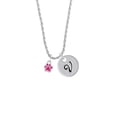 thumbnail image 2 of Delight Jewelry Silvertone Mini Translucent Hot Pink Paw Silvertone Script Initial Disc - V - Charm Necklace, 20"+3", 2 of 4