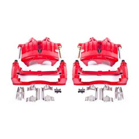 Power Stop Front Pair of Red Powder Coated Calipers S4798A