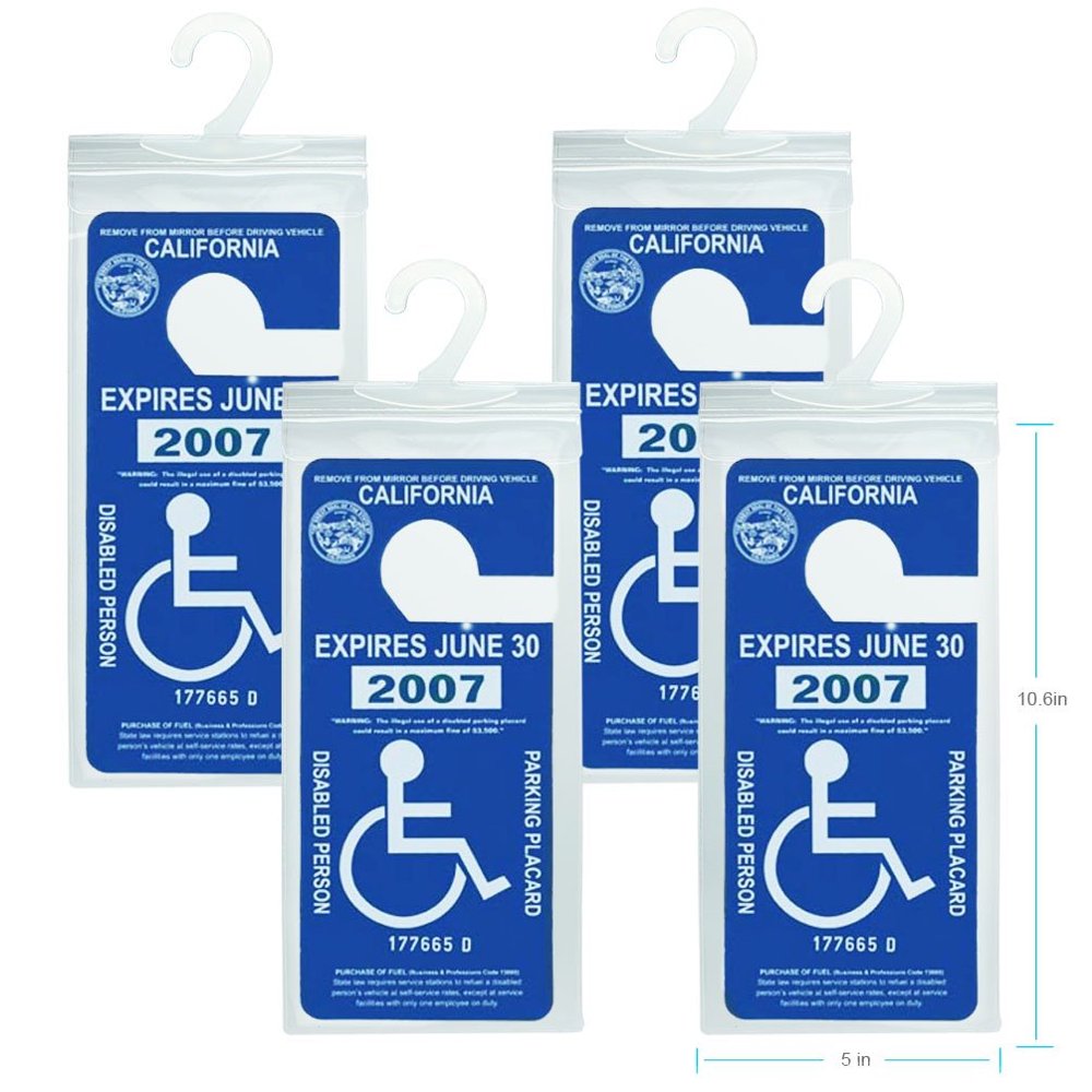 Fysho 4pcs Disabled Placard Protector With Mirror Hook Handicapped