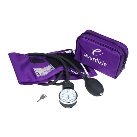 Dixie EMS Purple Deluxe Aneroid Sphygmomanometer Blood Pressure Set W/ Adult Cuff, Nylon Purple Carrying Case And Calibration (Aneroid Sphygmomanometer Best Brand)