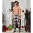thumbnail image 4 of Vulcanodon Mens Fleece Pajama Pants, Ultra Soft Plaid Lounge Pants with Pockets Button Fly Sleep Bottoms(GREEN WHITE PLAID, S), 4 of 6
