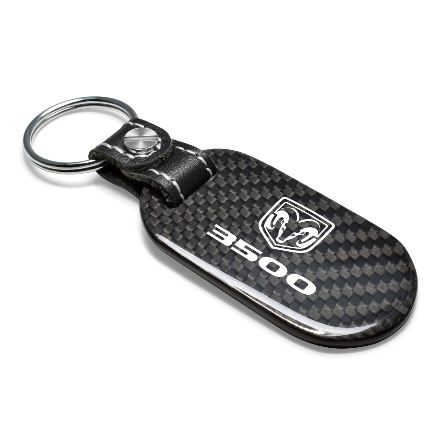 RAM 3500 Logo 100% Real Black Carbon Fiber Tag Style Key Chain