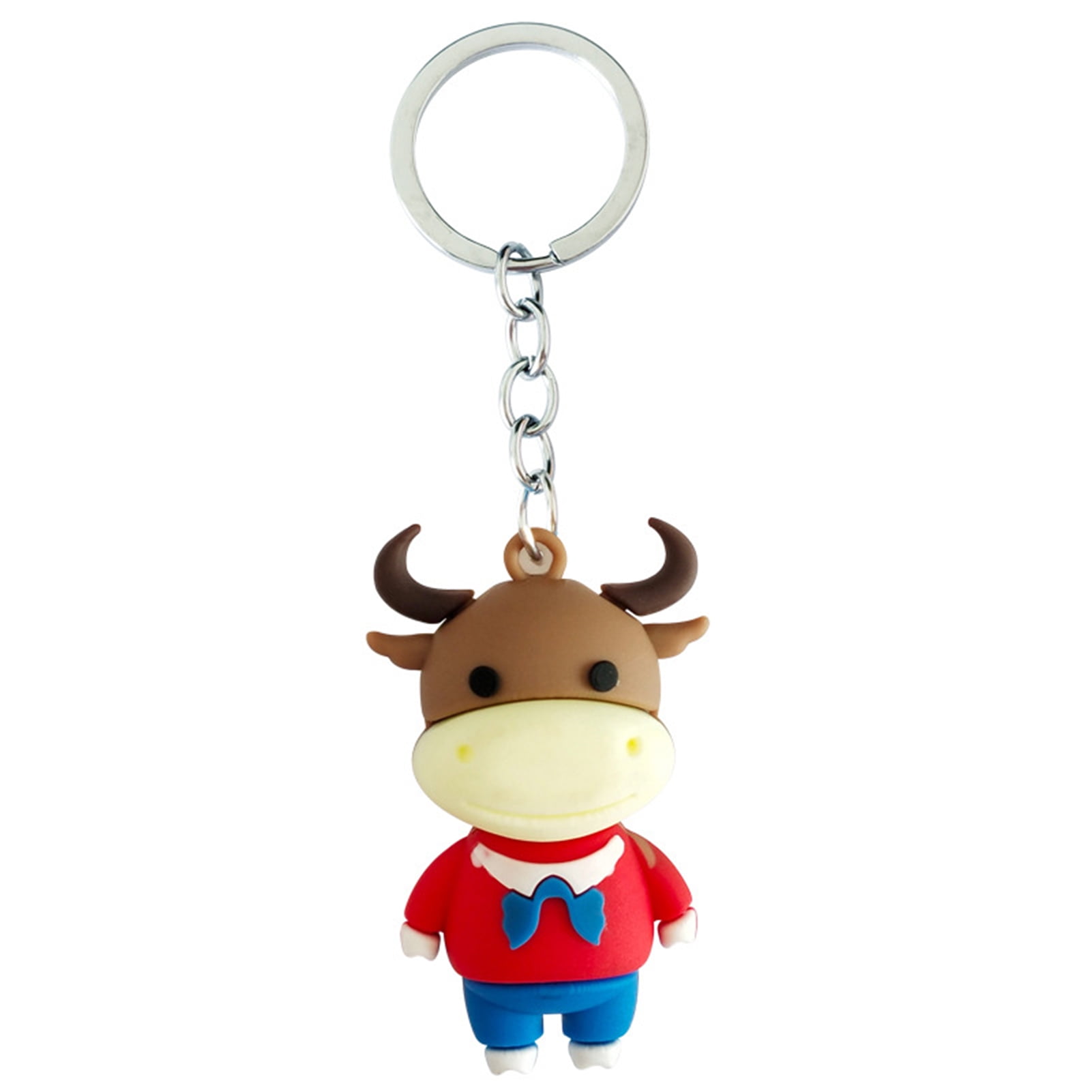 Mini Little Cow Animal Funny LED Keychain with Sound Key Holder Torch Flashlight