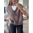 thumbnail image 6 of Womens Fall Fashion Sweater Tops Trendy Western Knit Business Casual Work Cap Sleeve Vest Cute Outfits Tops Khaki M, 6 of 9