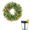 thumbnail image 2 of Spring Summer Wreaths with Outdoor LED Wall Lights for Front Door Farmhouse, Colorful Cottage Artificial Eucalyptus Flower Wreath for All Season Welcome Sign Home Easter Decorations (11 inch), 2 of 8