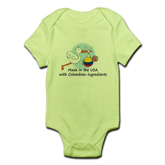 CafePress - Stork Baby Colombia USA Infant Bodysuit - Baby Light Bodysuit