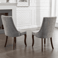 thumbnail image 3 of Tcbosik Velvet Fabric Upholstered Chairs Set of 2, Modern Dining Chairs with Wood Legs for Living Room, Kitchen, Easy to Assemble, Gray & Brown, 3 of 11