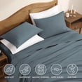thumbnail image 5 of ClevaHome Sheet Set Twin Size, 3-Piece Bedding, Lightweight & Super Soft Easy Care Microfiber– Shrinkage & Fade Resistant Bedding Set with 14'' Deep Pockets (Slate Blue), 5 of 10