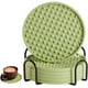 thumbnail image 1 of Posavasos de silicona NOGIS para bebidas con soporte, con diseño acanalado, base antideslizante, lavables y resistentes al calor, para mesa, cocina, oficina y bar (verde, paquete de 6), 1 of 6