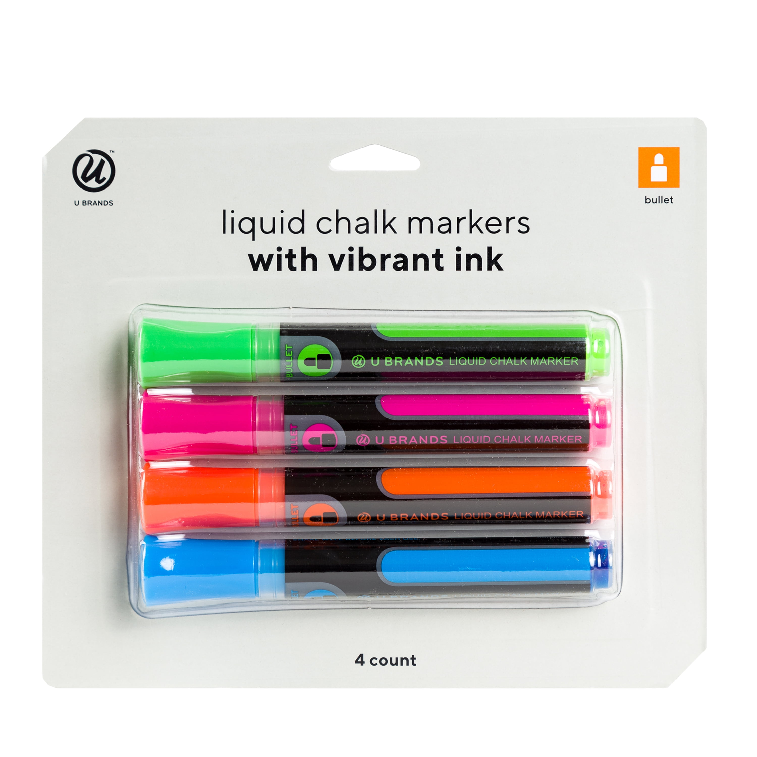 U Brands Liquid Chalk Dry Erase Markers, Bullet Tip, Assorted Colors