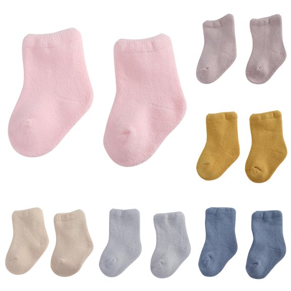 Rhuody Unisex Socks For Boys Girls Kids Winter Warm Long Toddlers Children Crew Floor Socks Pink