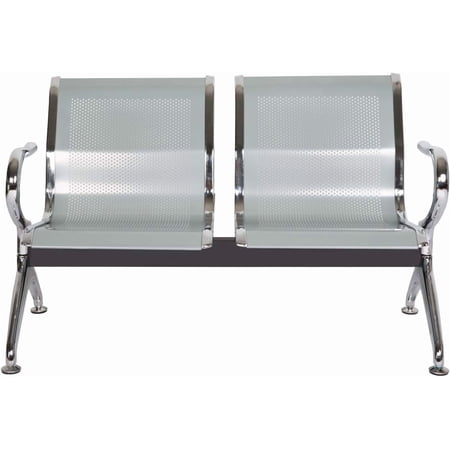 Waiting Room Chair Bench - Airport Reception Bench with Arms Guest Reception Chairs Office Chair Lobby Bench Seating Office Bench Waiting Area Chairs for Airport Market Bank Hospital School, Silver