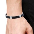 thumbnail image 2 of Arista Men's Bracelet in Black and Blue Leather Stainless Steel, 8.5", 2 of 2