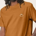 thumbnail image 5 of Dalix Smile Face Embroidered Cotton Relaxed Boxy Fit Short Sleeve Crewneck Tee Shirt Mens in Toast XL X-Large, 5 of 5