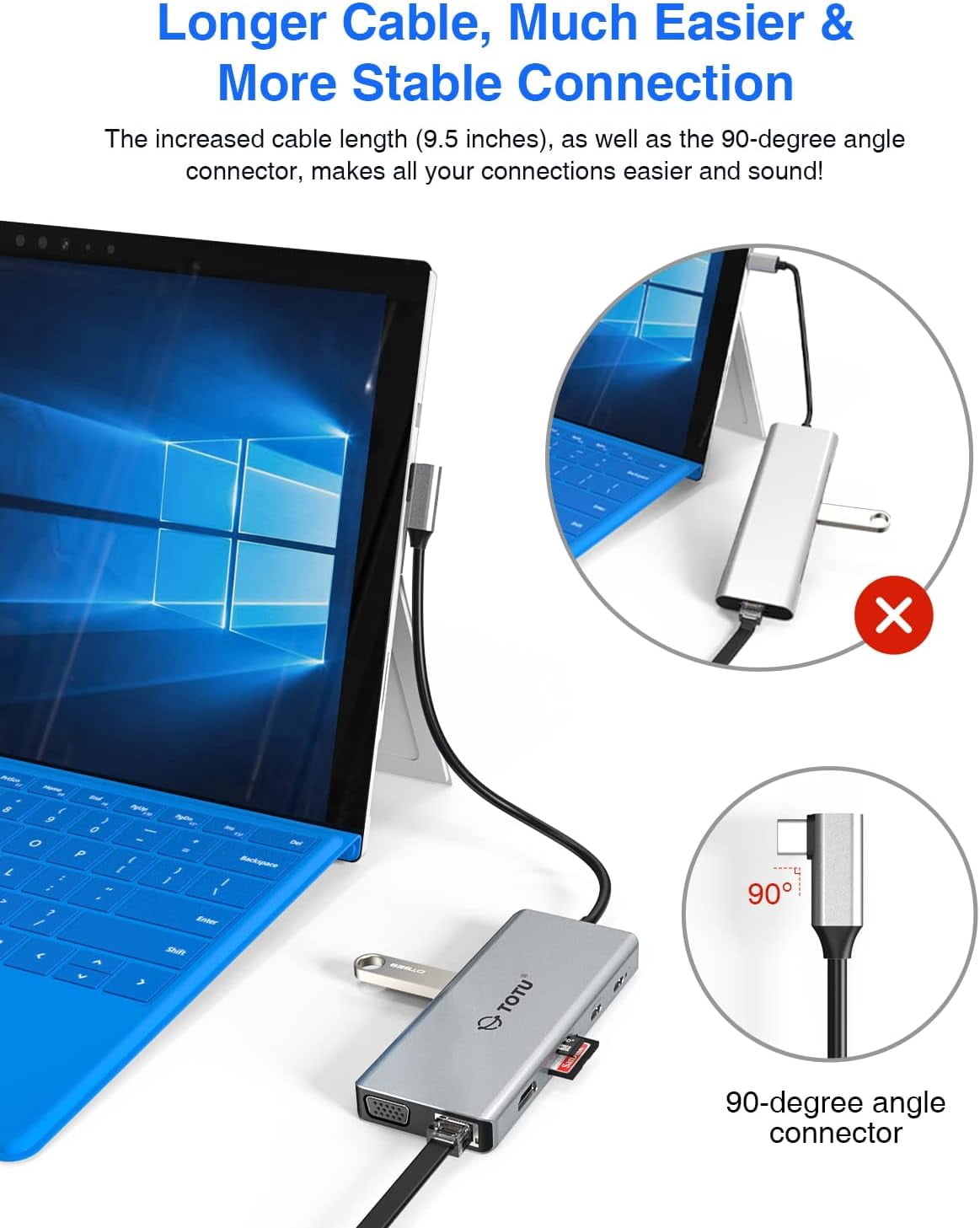 Docking Station, USB C Hub, 12 in 1 Surface Pro Docking Station with 4K HDMI, Ethernet, VGA, 92W PD, USB-C 3.0 and 2 USB 3.0 for MacBook Pro Air and Type-C Laptops with Thunderbolt 3 or 4