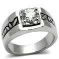 thumbnail image 1 of Men High Polished Stainless Steel Ring with AAA Grade CZ in Clear - Size 8, 1 of 1