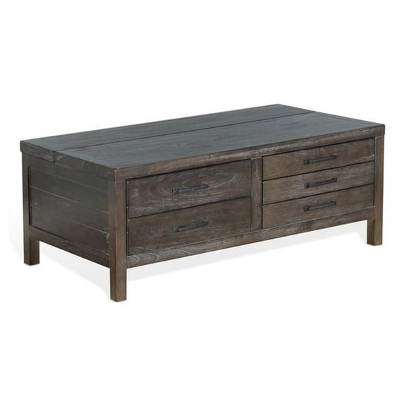 Pemberly Row 50" Transitional Wood Coffee Table in Dark Brown