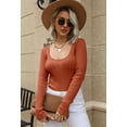 thumbnail image 4 of rrhss Women Sexy Sweaters Low Cut Scoop Neck Bodycon Long Sleeve Pullover Tops, 4 of 6