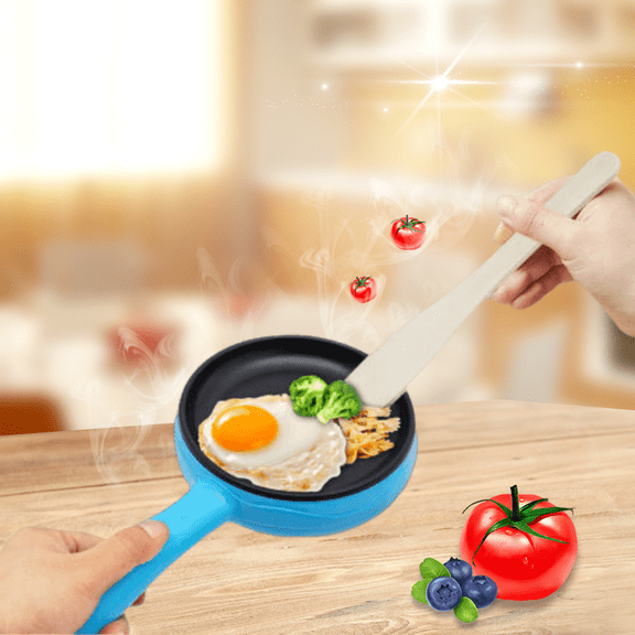 Round Blue Mini Frying Pan small Electric Skillet Nonstick Electric Skillet