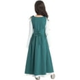 thumbnail image 2 of TiaoBug Girls Medieval Princess Renaissance Dress Lace-up Vintage Maxi Dress Halloween Cosplay Fancy Dress Green 6, 2 of 6