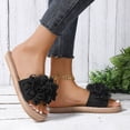 thumbnail image 3 of Dakaela Flower Flat Sandals for Women Comfortable Summer Beach Walking Slippers Arch Support Open Toe Casual Slip on Slides Black 6.5, 3 of 7