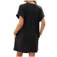 thumbnail image 3 of Arnsht Womens Summer Dresses Solid Color Casual Loose T-Shirt Short Sleeve Round Neck Flowy Sundresses with Pockets Black XL, 3 of 5