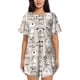 thumbnail image 1 of Fotbe Puppy Conjunto de Pijama Estampado para Mujer, 2 Piezas, Ropa de Dormir con Camiseta de Manga Corta y Shorts Suaves-Small, 1 of 6