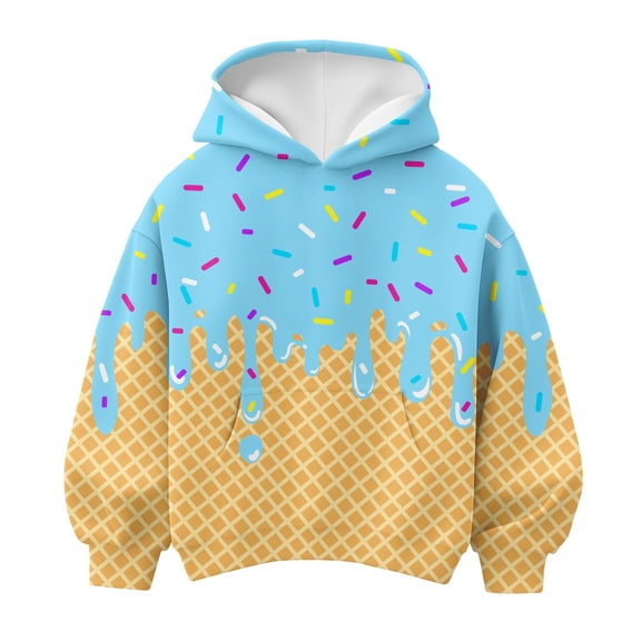 YAYUBA Boys Hoodies Size 12-14, Boys Hoodies Ice Cream Baseball Pullover Graphic Sweatshirts Hooded With Big Pockets Back To School Clothes