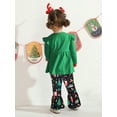 thumbnail image 5 of Toddler Girls Christmas Outfits Set Long Sleeve Shirts Dress Printed Flared Pants Bell-Bottom Fall Winter Xmas Dress-up Clothes, 1-6 Years, 5 of 7