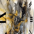thumbnail image 3 of Designart "Marble Symphony in Yellow and Grey I" Abstract Oversized Wall Clock, 3 of 6