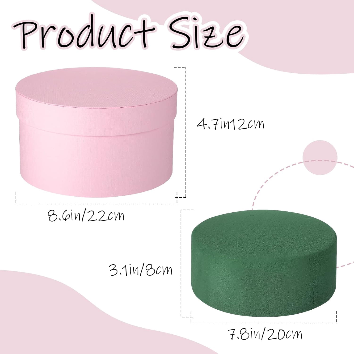 ANHXN Gift Boxes with Lids Floral Foam Set Round Boxes Flower Arrangements Supplies Round Floral Foam for Flowers for Mother's Day Bridesmaid Wedding(1 piece
）