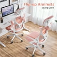 thumbnail image 7 of Yaheetech Mesh Office Chair with Adjustable Padded Headrest, White/Pink, 7 of 7