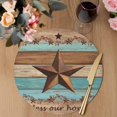 thumbnail image 3 of Western Texas Star Vintage Round 13 Inch Placemats Set of 6, Retro Farmhouse Turquoise Brown Wood HeatResistant Non Slip Place Mats for Dining Table, Wipeable Kitchen Table Mats for Housewarming, 3 of 9