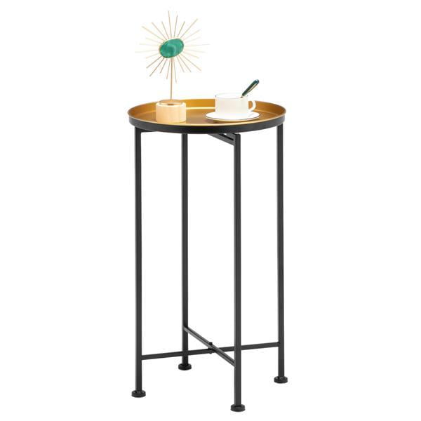 Side Table Round Metal Outdoor Small Sofa End Indoor Accent Coffee Waterproof Removable Tray For Living Room Bedroom Balcony Office Black Com Side Table Round Metal Outdoor, Small Round Metal Accent Table