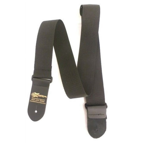 Effin Guitars 2" Wide Black Nylon Guitar Strap w/Leather Ends #NWS20L-6751