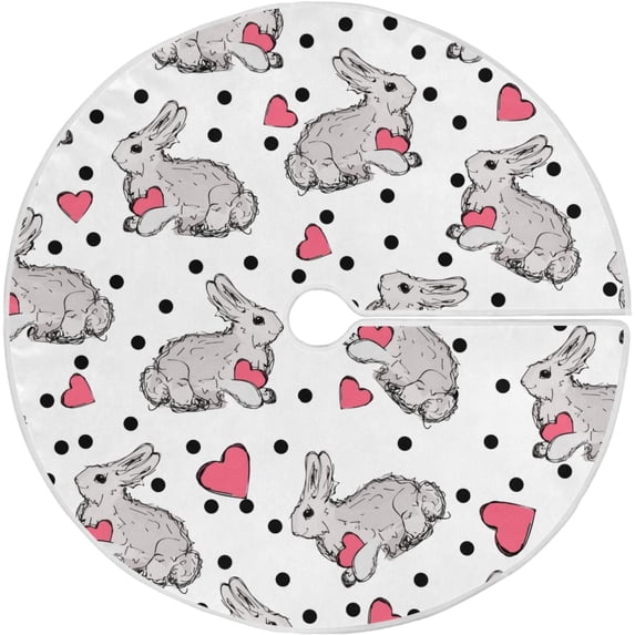FMSHPON Easter Happy Easter Cute Bunny Xmas Christmas Tree Skirt Stand Mat for Holiday Party Decoration Indoor Outdoor 48 inches