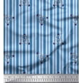 thumbnail image 1 of Soimoi Blue Poly Georgette Fabric Ring & Stripe Printed Fabric 1 Yard 52 Inch Wide, 1 of 3