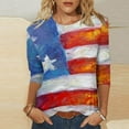 thumbnail image 2 of VEKDONE July 4th 3/4 Sleeve Shirts for Women Distressed American Flag Graphic Tees Casual Plus Size Loose Fit Tunics Tops Independence Day Shirt, 2 of 2
