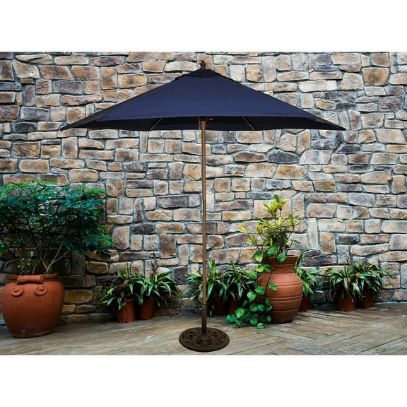 Tropishade  9' Wood Market Umbrella with Navy Cover
